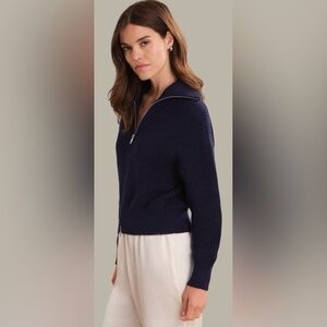 Massimo Dutti Navy Zip-Front Sweater